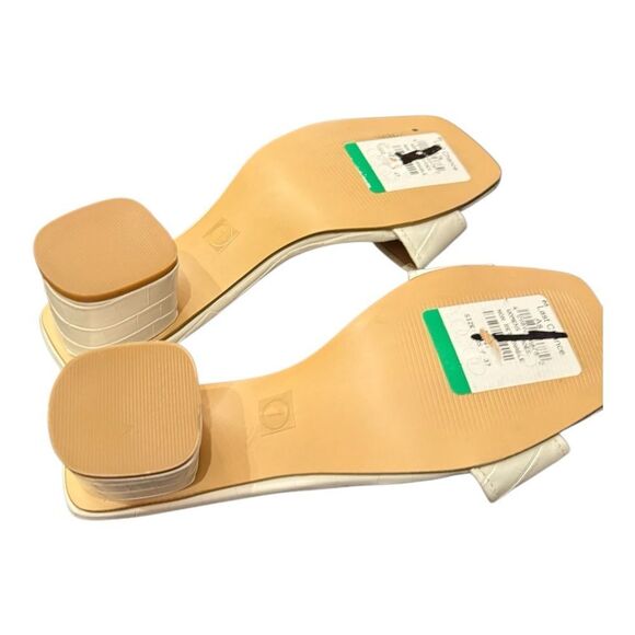 NWT Steven New York Layer White Croc Embossed Sandal 7 Chunky Block Heel - Picture 8 of 8